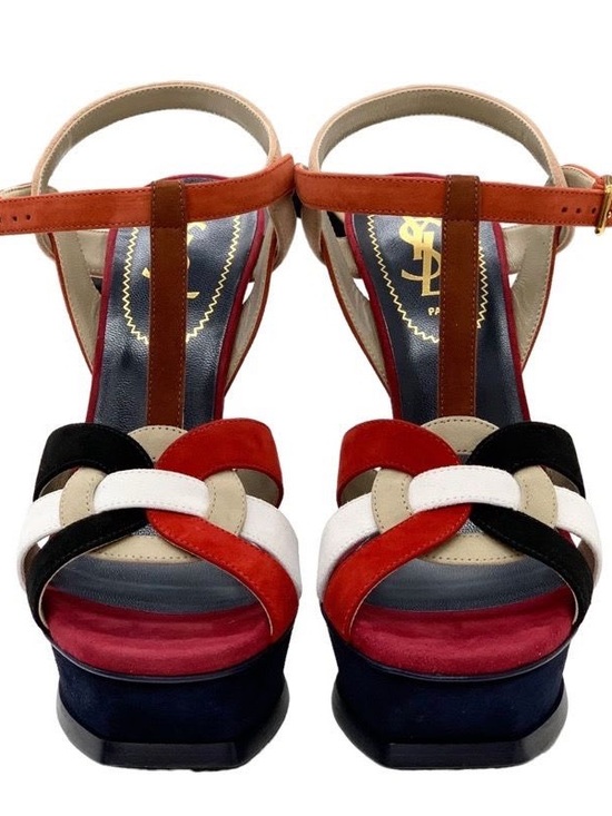 Saint Laurent Shoes - Saint Laurent Tribute Sandals Shoes Suede Multicolor